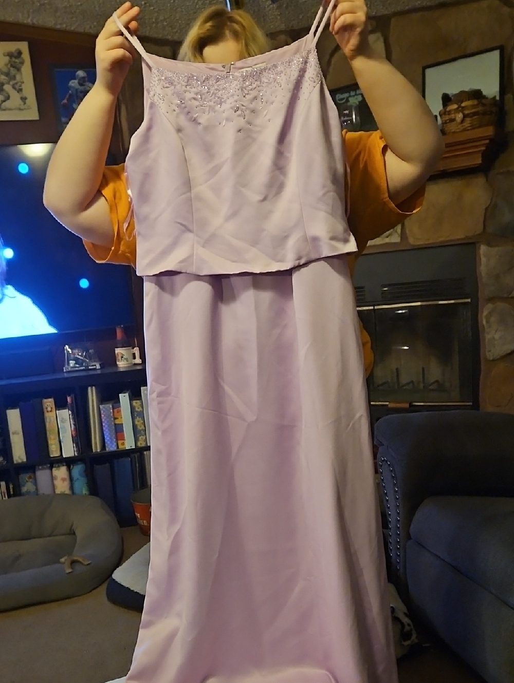 Lilac Beaded Mock Two-Piece Formal Dress